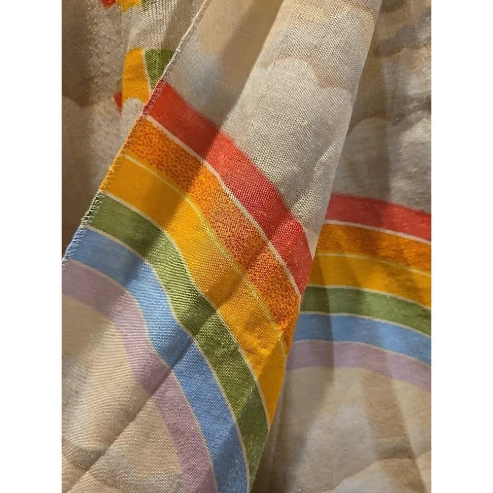 Vintage RN 64155 1 Full Bed Rainbow Cloud Flat Sheet 77 x 97